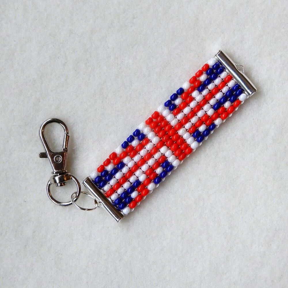 UK British Union Jack flag bead keychain, handmade